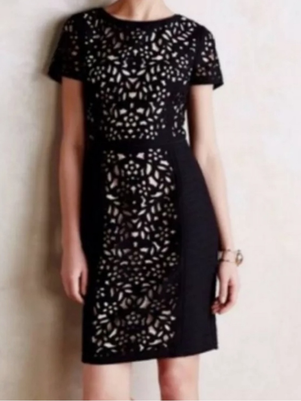 Anthropologie Naeve Black Flower Cutout Dress